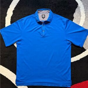 FootJoy Golf Polo Shirt Blue Striped Collar DPC Logo Men’s XL